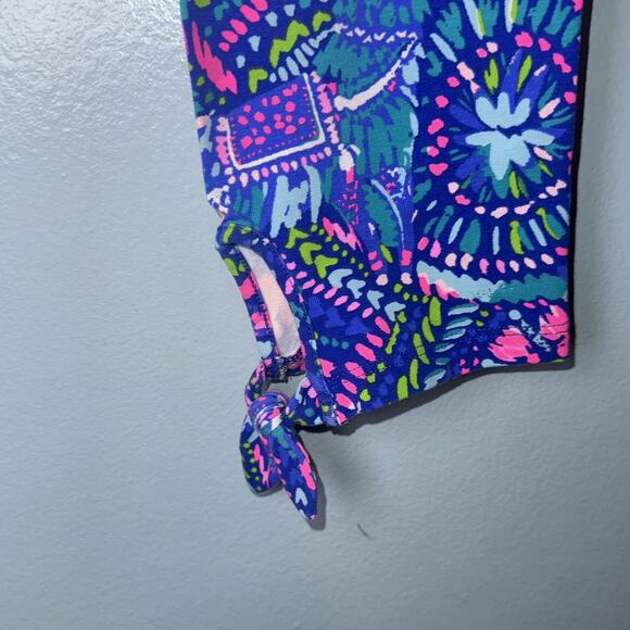 Lilly Pulitzer Maia No Prob Llama Print Side Tie Leggings Blue Pink Sz M - Picture 4 of 8